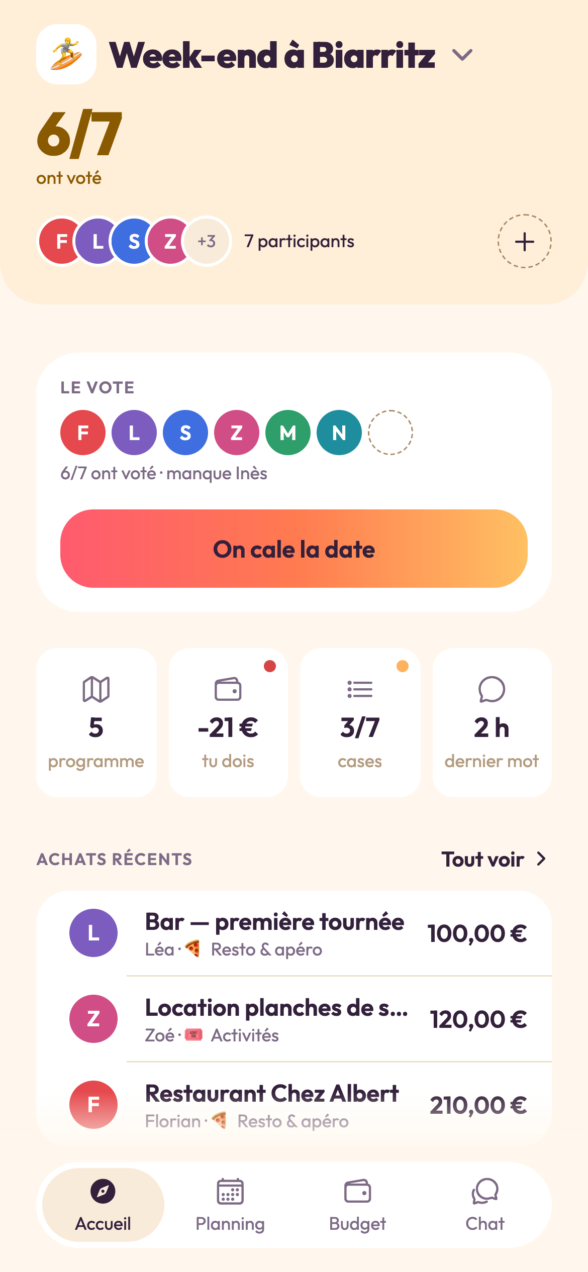 Accueil d'un événement Bandee